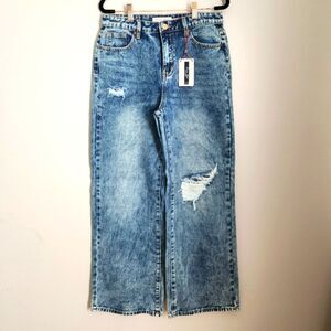 90s Fit Straight fit Denim Rip Jeans - Dark Wash